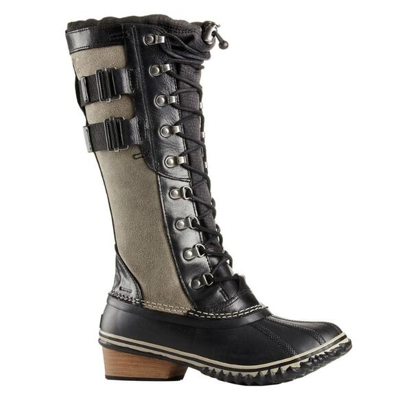 SOREL Joan of Arctic Wedge II Leather Suede Lace Up Winter Snow Boots Black 8.5 - Picture 1 of 16